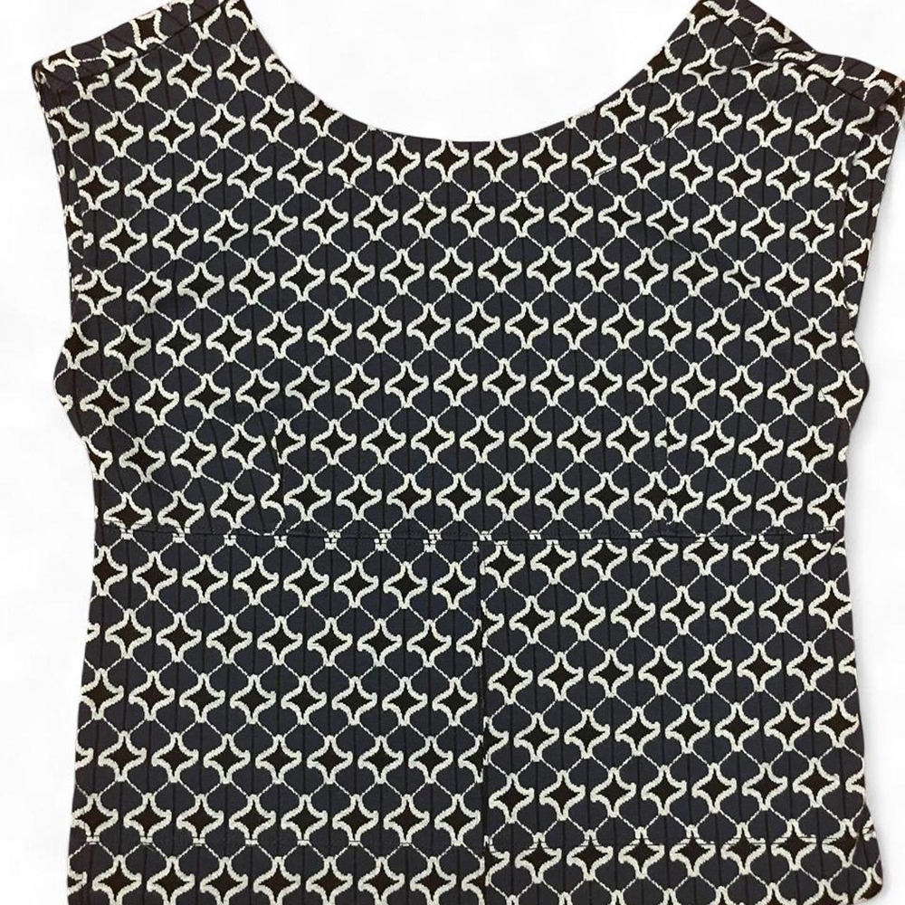 Maeve Anthropologie Sleeveless Top Women Small Navy Geometric Excellent Zip Back